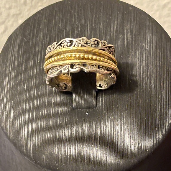 PZ Israel Sterling Silver Floral Spinner Ring Band - Picture 5 of 10